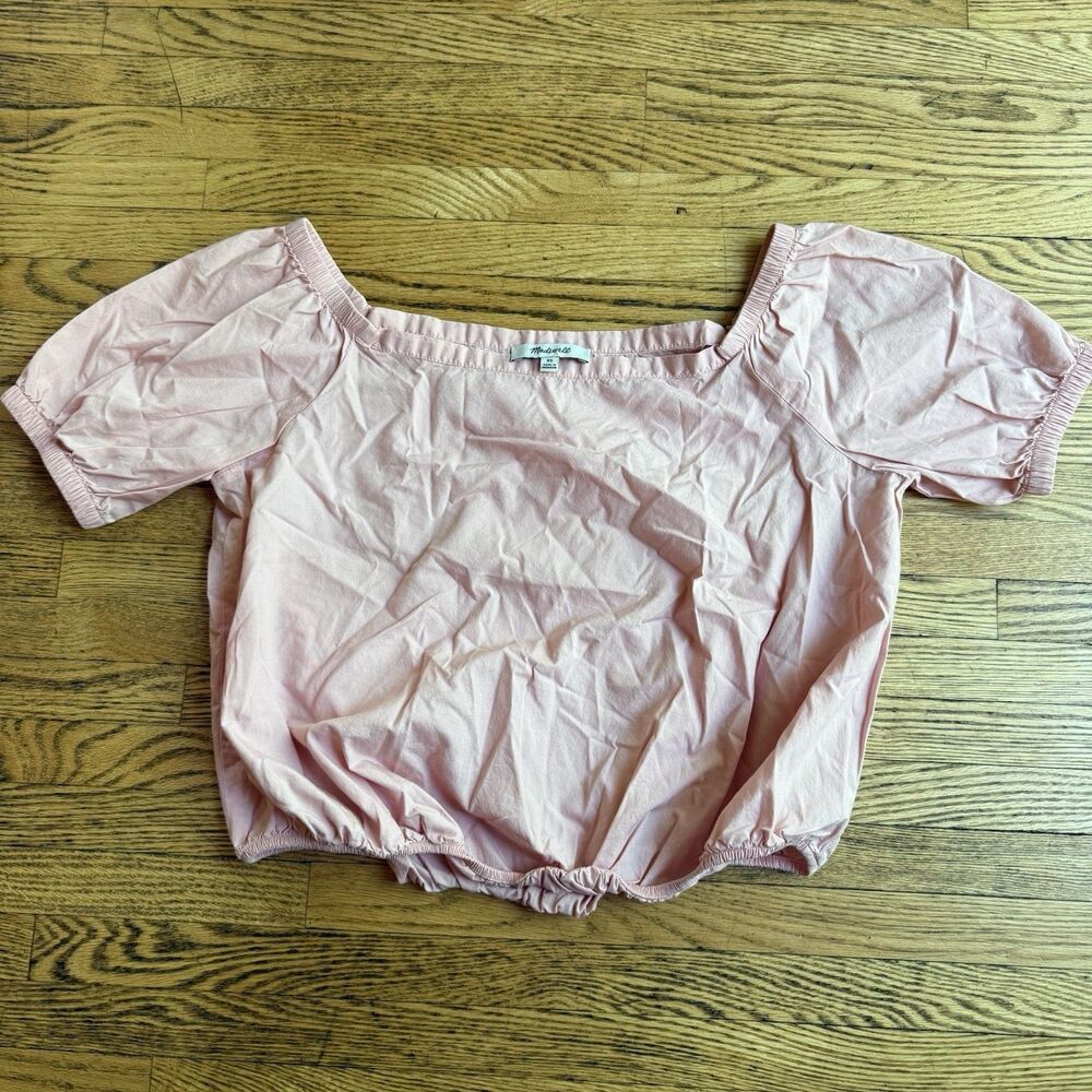 Madewell Peasant Top Womens XS Cropped Boho Cottagecore 100% Cotton Barbiecore